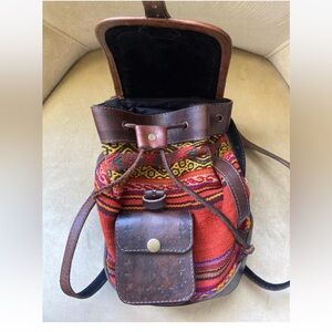 Bohemian Backpack Boho Small Stamped Leather Handmade New